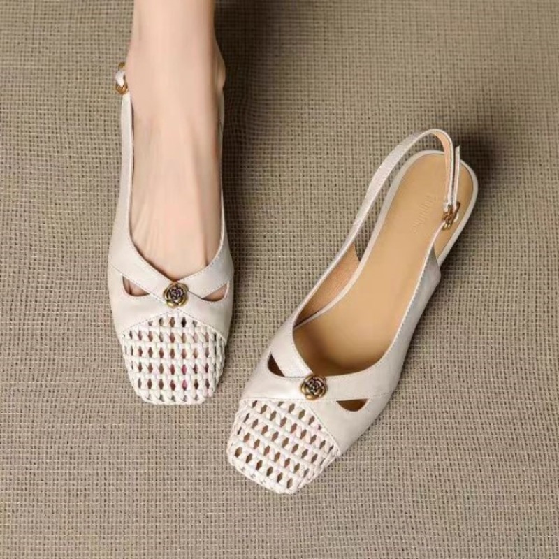 Shoes Women Pumps - Women's French-style closed-toe sandals, chunky heel,