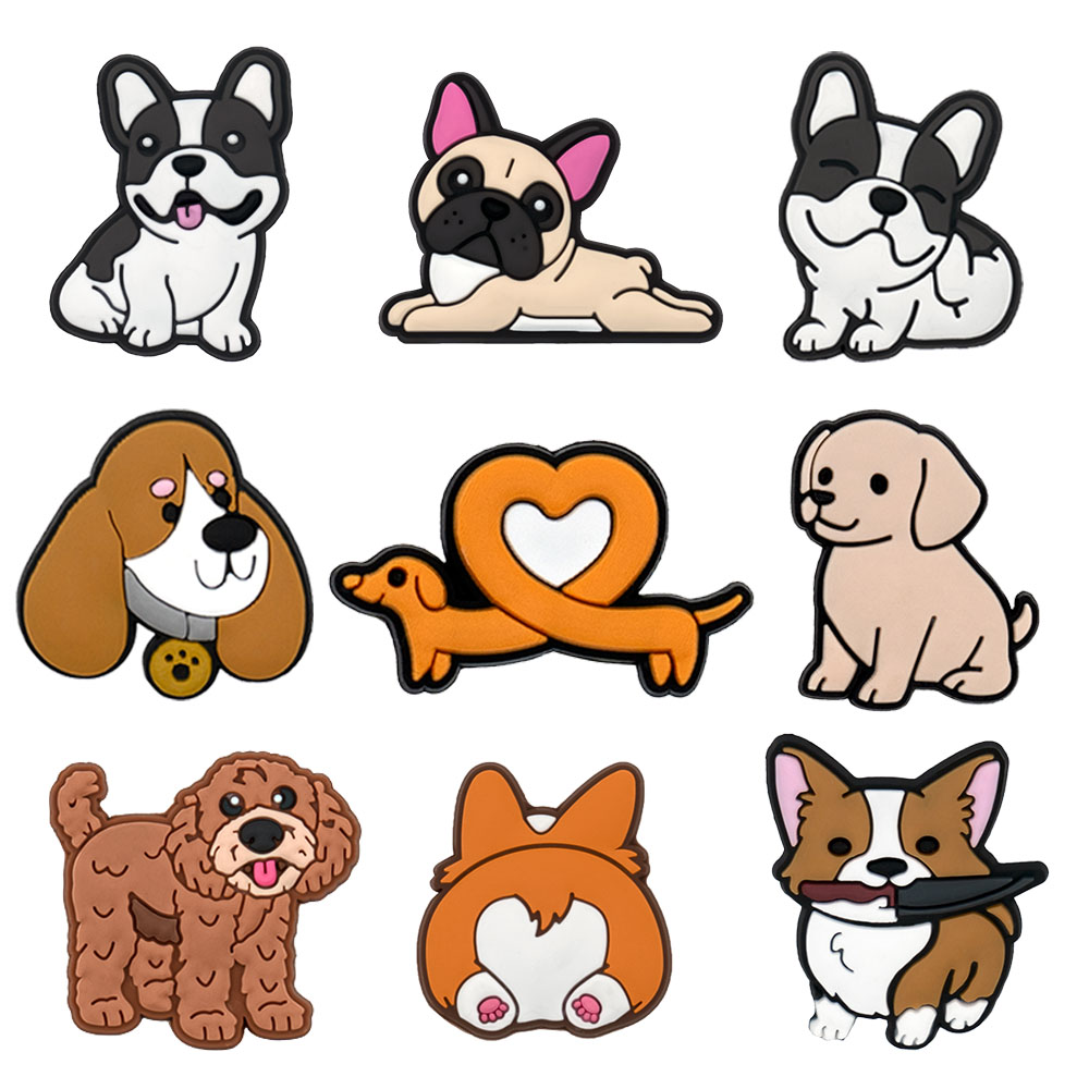 Women Shoes Jeans - 1/9pcs Cute Dog PVC Shoe Charms
