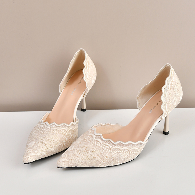 Shoes Women Pumps - Lace Pointed Toe High Heels Women