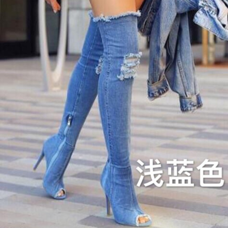 Women Shoes Jeans - Trend Women Denim Over The Knee