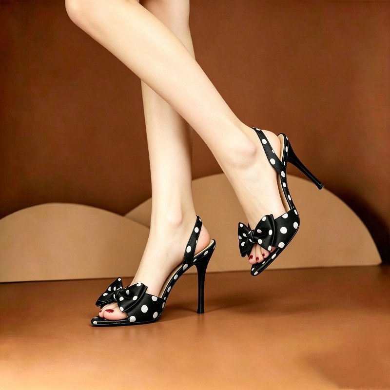 French Polka Dot Bow Pointed T - đánh giá và giá Strappy Heeled Sandals