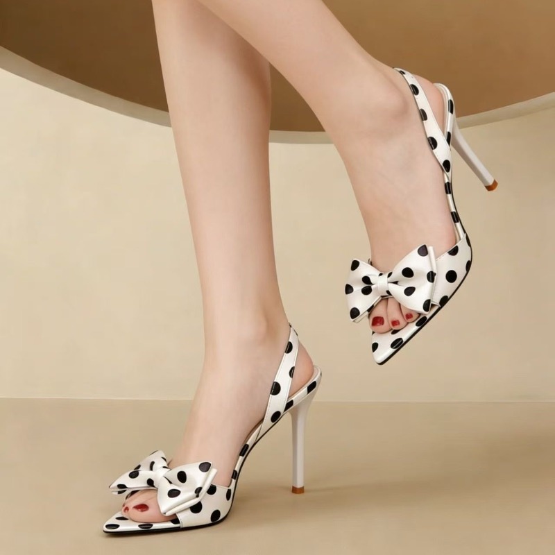 French Polka Dot Bow Pointed T - đánh giá và giá Strappy Heeled Sandals
