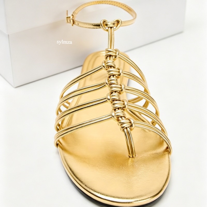Metal Effect Flat Sandals Wome - đánh giá và giá Women Shoes Brand