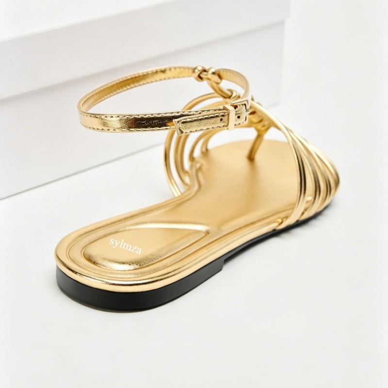 Metal Effect Flat Sandals Wome - đánh giá và giá Women Shoes Brand