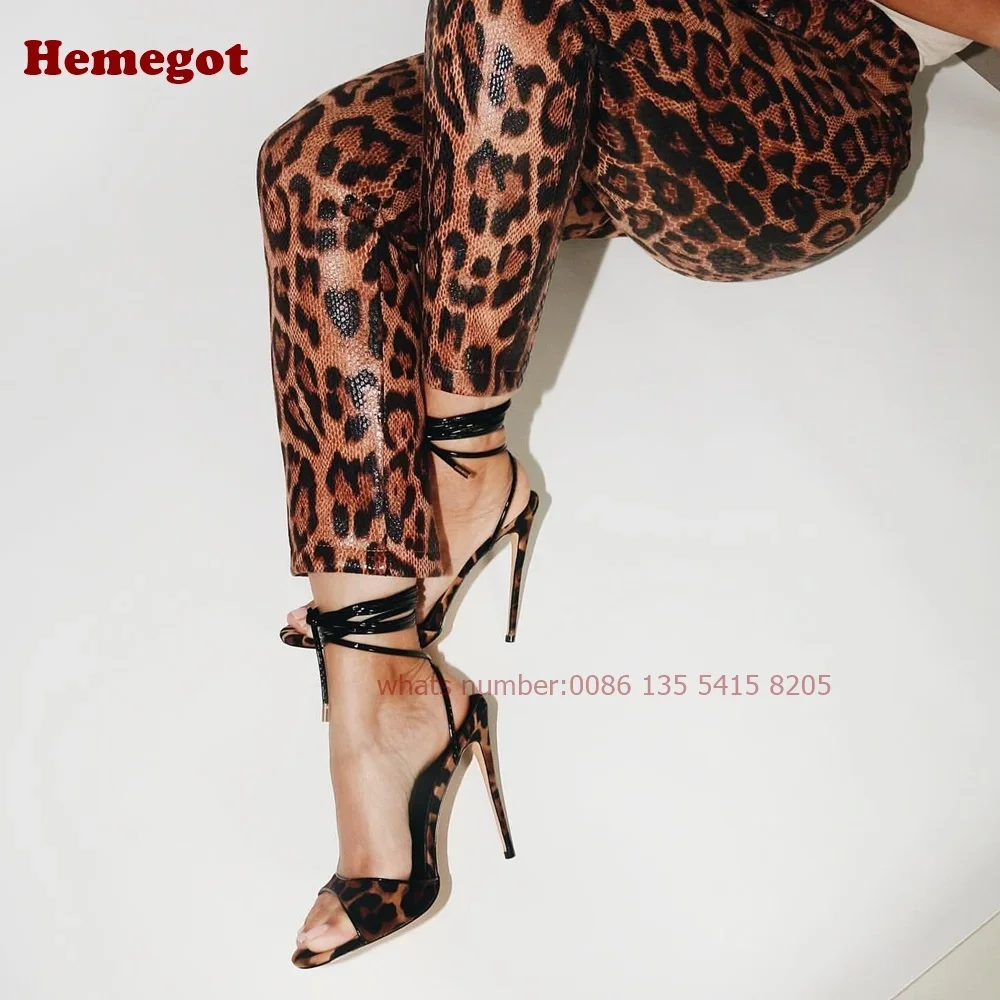 Leopard Lace Up Stiletto Sanda - đánh giá và giá Strappy Heeled Sandals